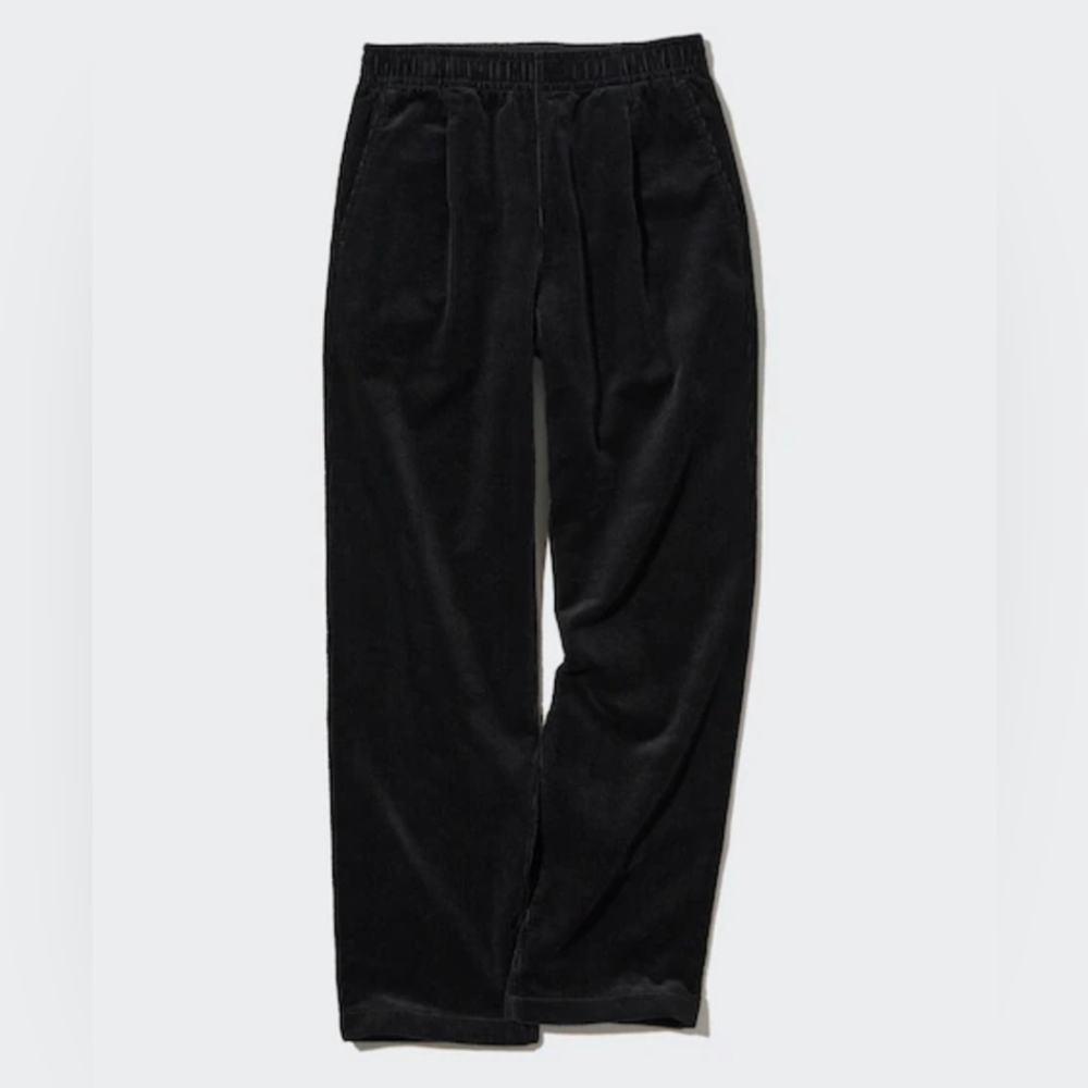 Uniqlo Unisex Black Corduroy Relaxed Fit Trousers